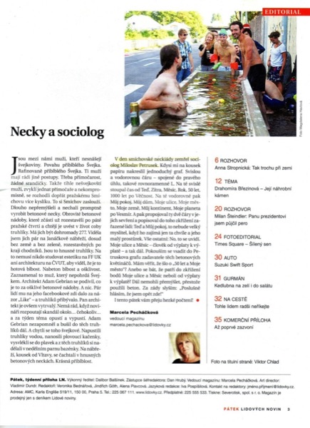 Výstřižek: Marcela Pecháčková, Necky a sociolog, Pátek Lidových novin