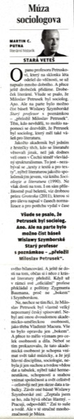 Výstřižek: Martin C. Putna, Múza sociologova, Lidové noviny